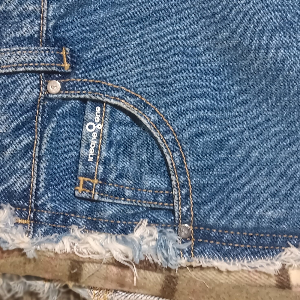 Denim and Plaid Fringe Skirt - Picture 6 of 11